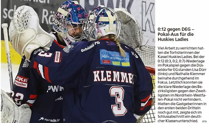 0:12 gegen DEG - Pokalaus für die Huskies Ladies